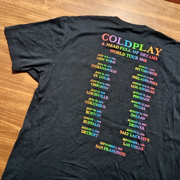 COLDPLAY CONCERT T-SHIRT - Large // Rock Band Music Tour Tee Shirt rainbow tees - Picture 11 of 12